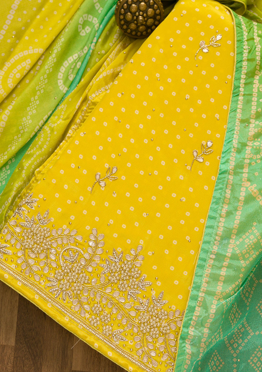 Yellow Gotapatti Brocade Salwar Kameez-Koskii