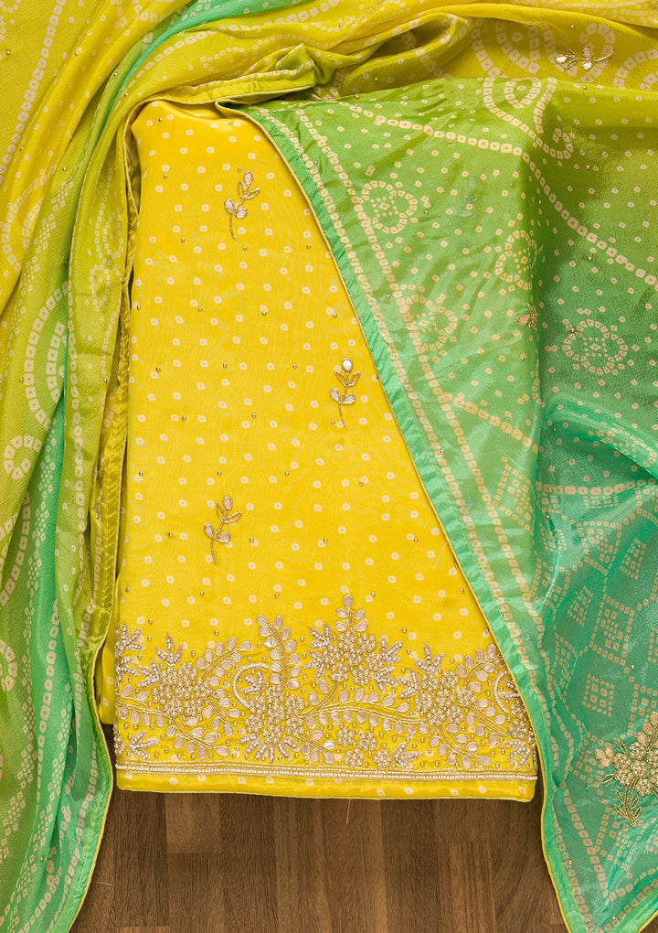 Yellow Gotapatti Brocade Salwar Kameez-Koskii