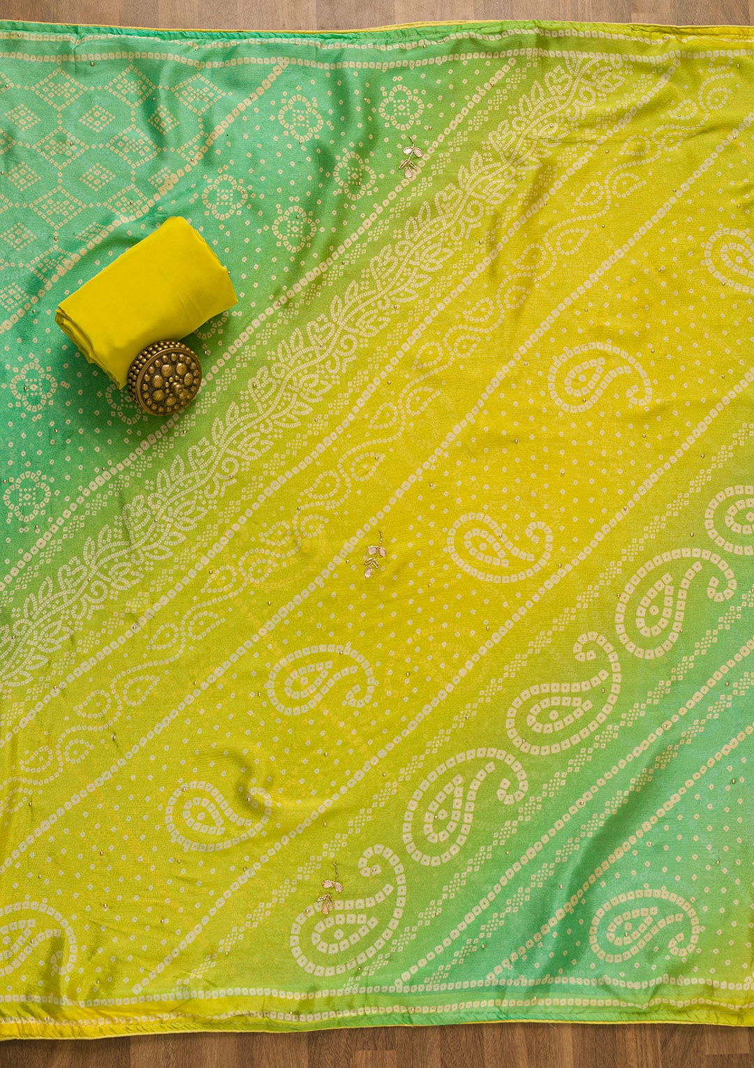 Yellow Gotapatti Brocade Salwar Kameez-Koskii