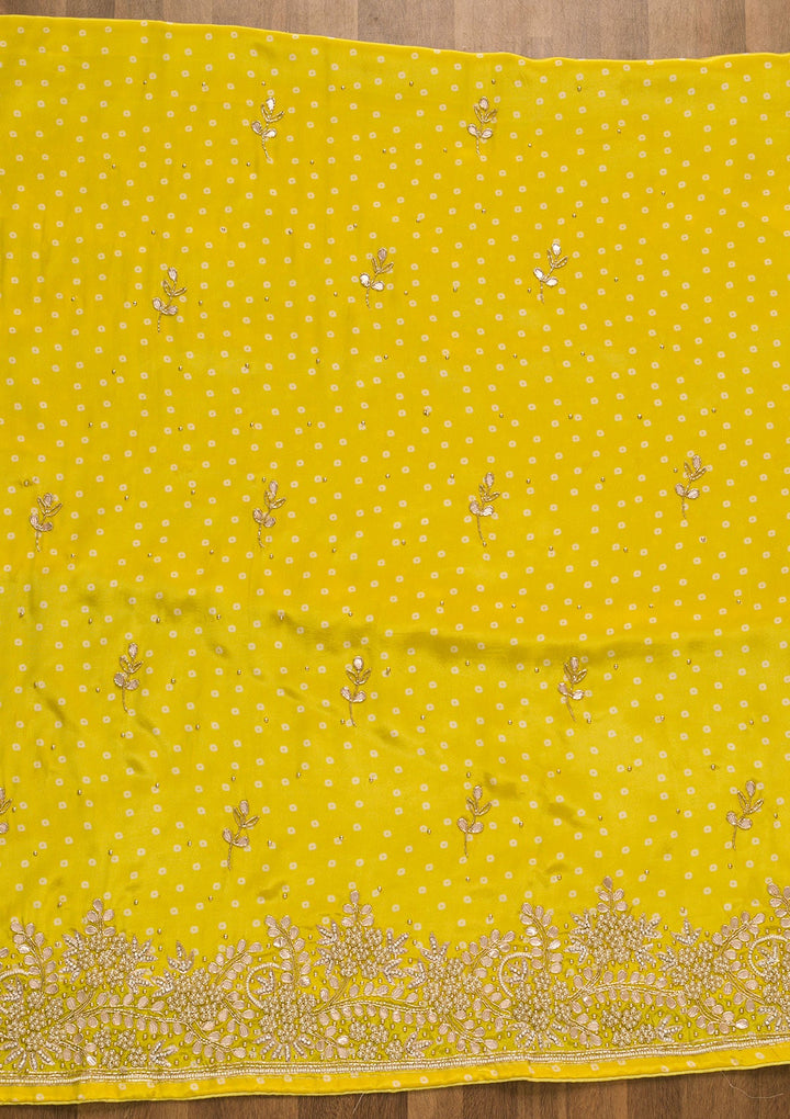 Yellow Gotapatti Brocade Salwar Kameez-Koskii