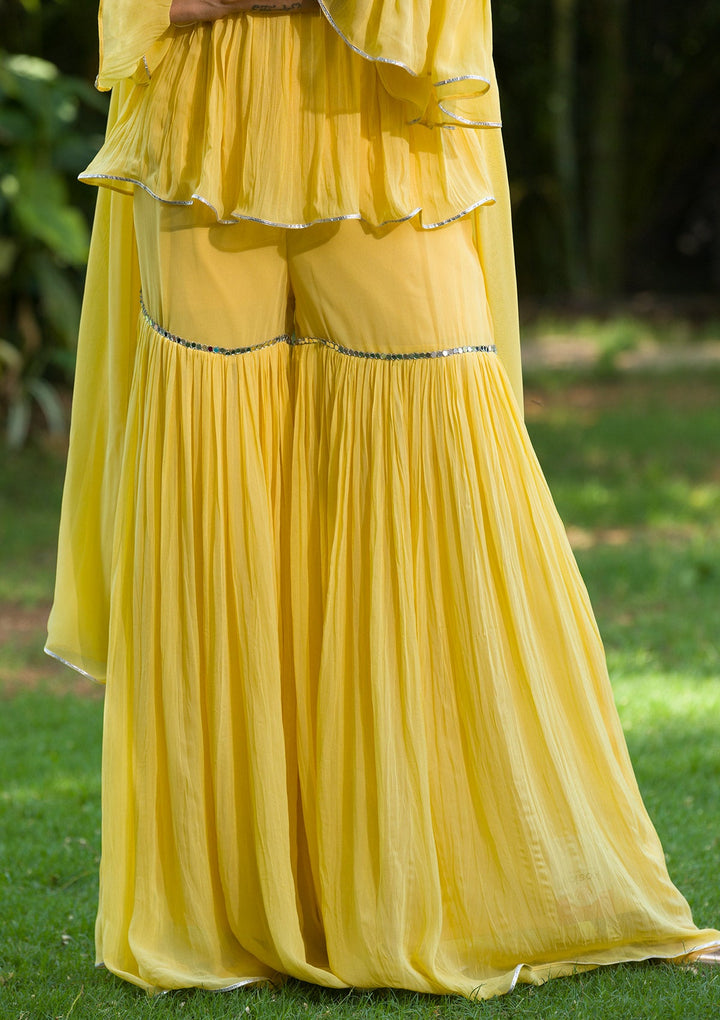Yellow Gotapatti Georgette Readymade Salwar Kameez-Koskii