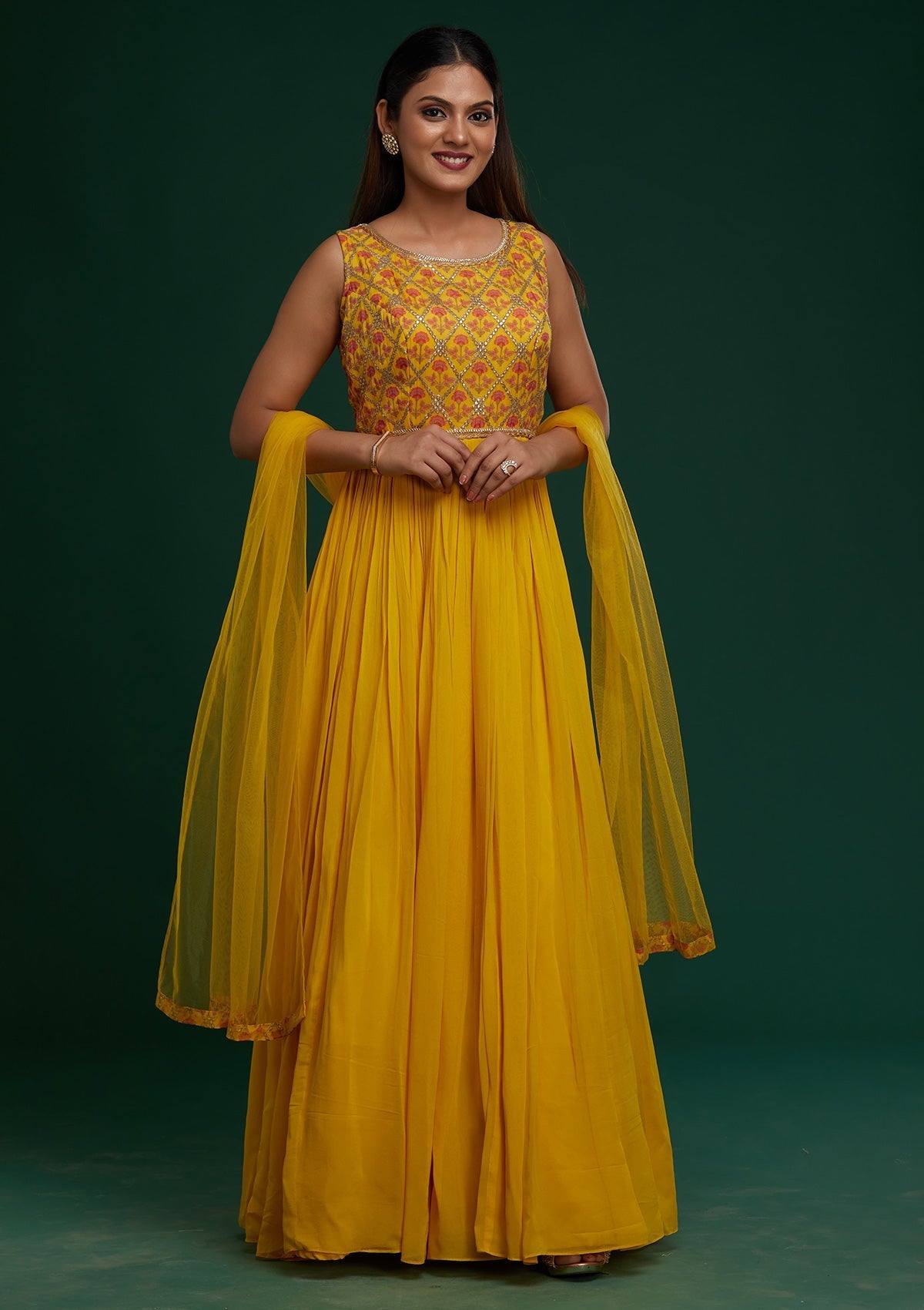 Yellow Gotapatti Georgette Designer Anarkali Suit- Koskii