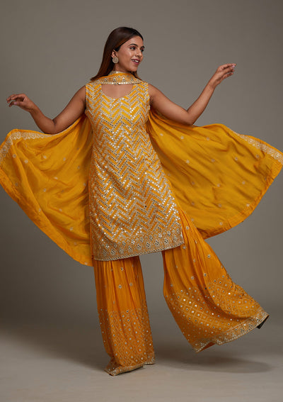 Yellow Gotapatti Georgette Salwar Suit-Koskii