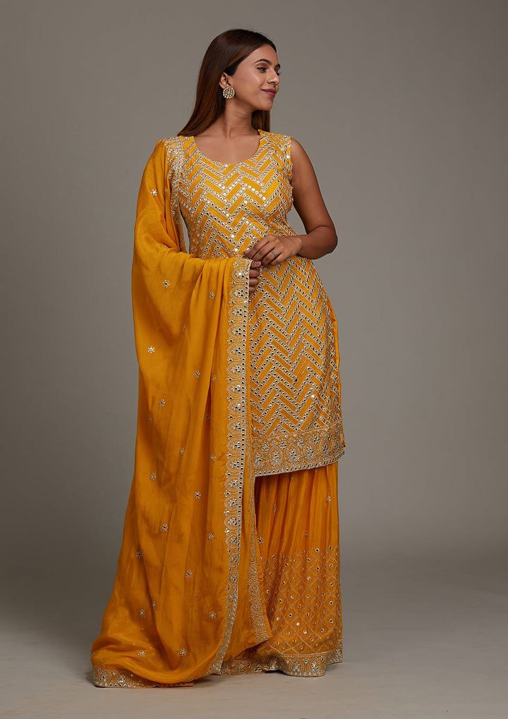 Yellow Gotapatti Georgette Salwar Suit-Koskii