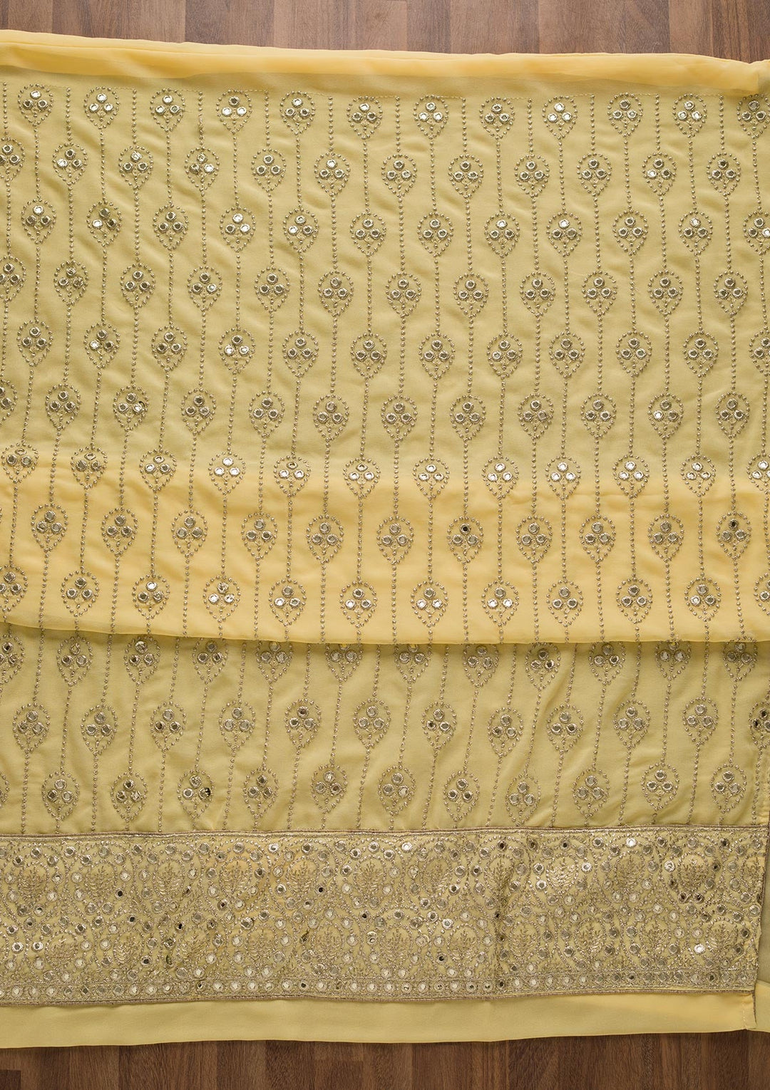 Yellow Gotapatti Georgette Unstitched Salwar Suit-Koskii