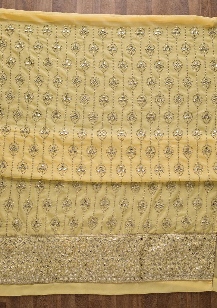 Yellow Gotapatti Georgette Unstitched Salwar Suit-Koskii