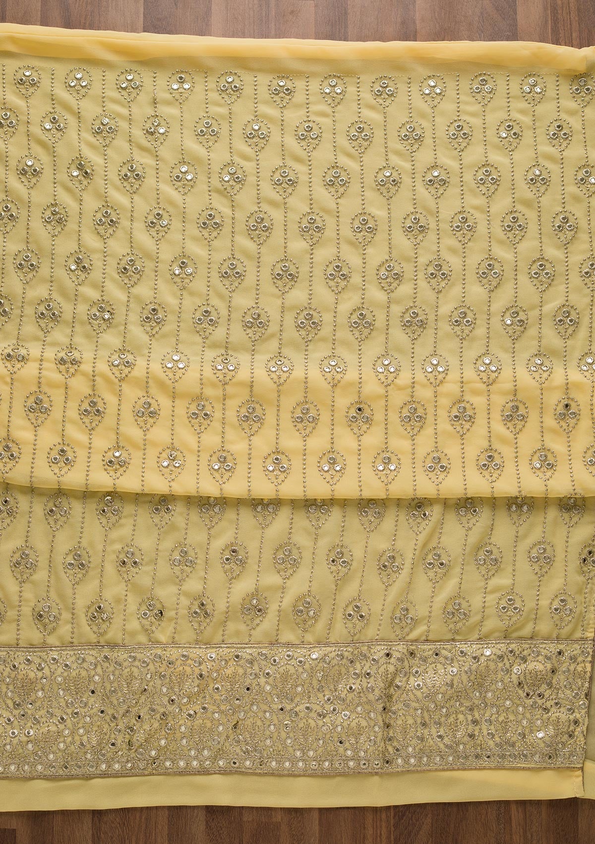 Yellow Gotapatti Georgette Unstitched Salwar Suit-Koskii
