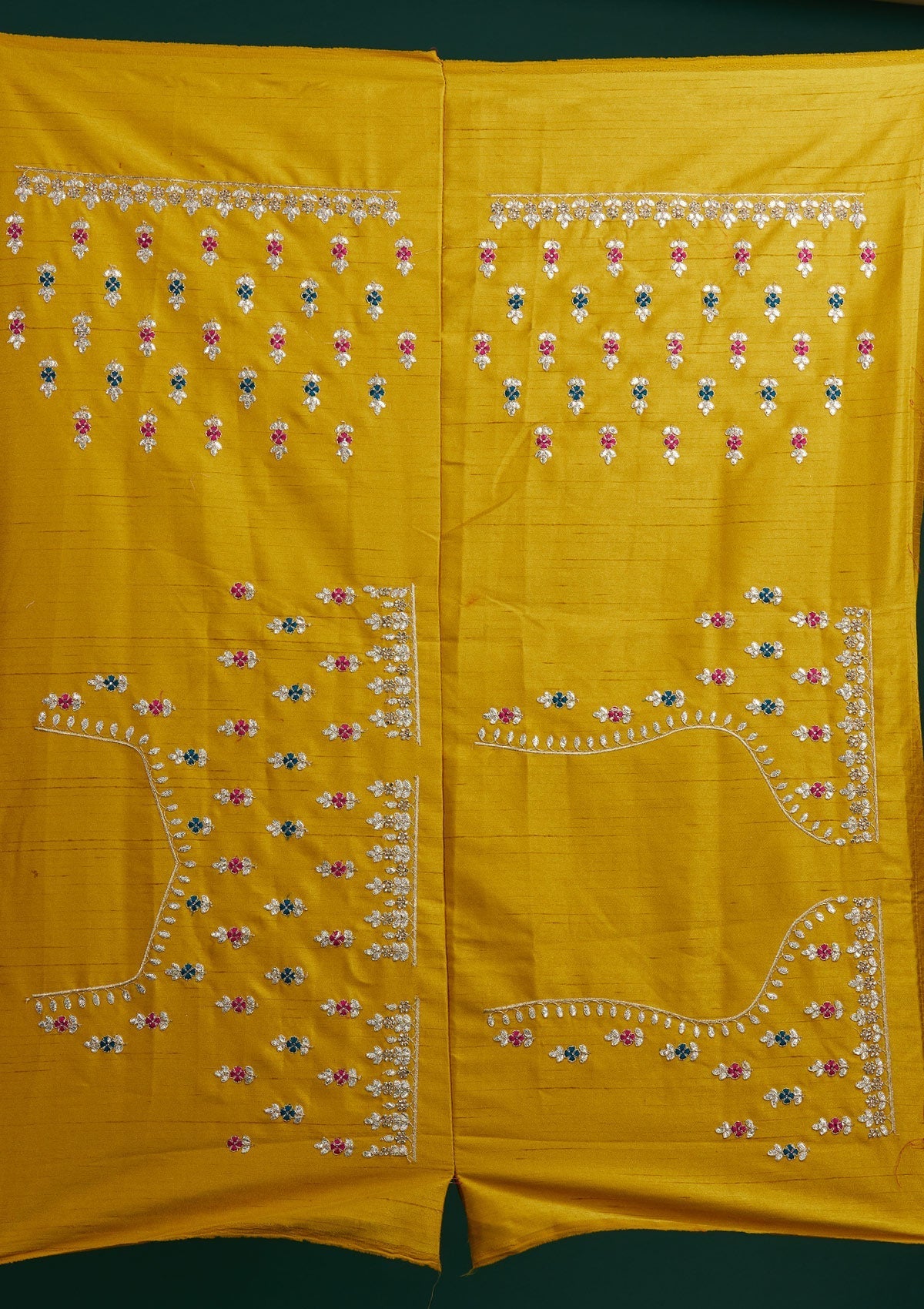 Yellow Gotapatti Raw Silk Designer Semi-Stitched Lehenga - Koskii