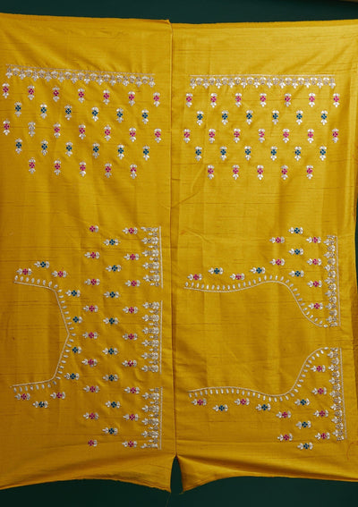 Yellow Gotapatti Raw Silk Designer Semi-Stitched Lehenga - Koskii