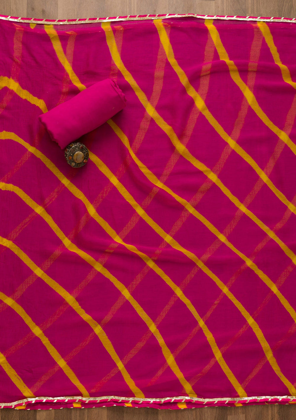 Yellow Gotapatti Soft Silk Unstitched Salwar Kameez-Koskii