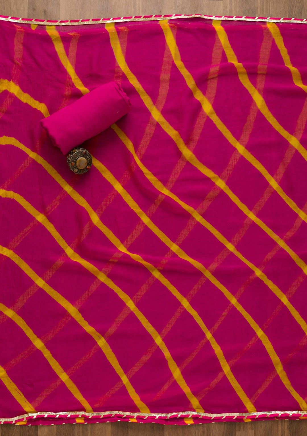 Yellow Gotapatti Soft Silk Unstitched Salwar Kameez-Koskii