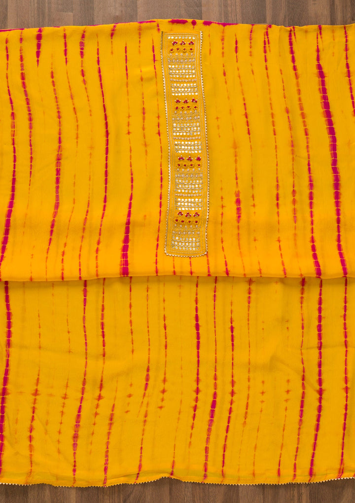 Yellow Gotapatti Soft Silk Unstitched Salwar Kameez-Koskii