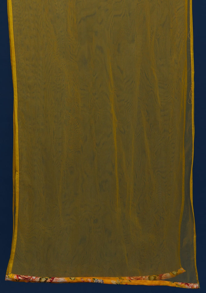 Yellow Print Georgette Designer Salwar Suit - Koskii