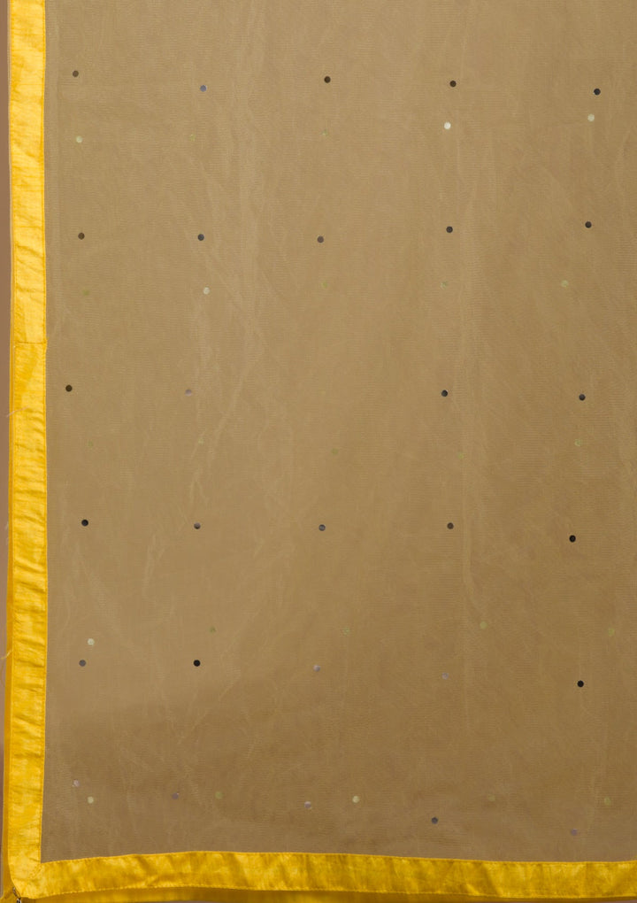 Yellow Sequins Georgette Readymade Lehenga-Koskii