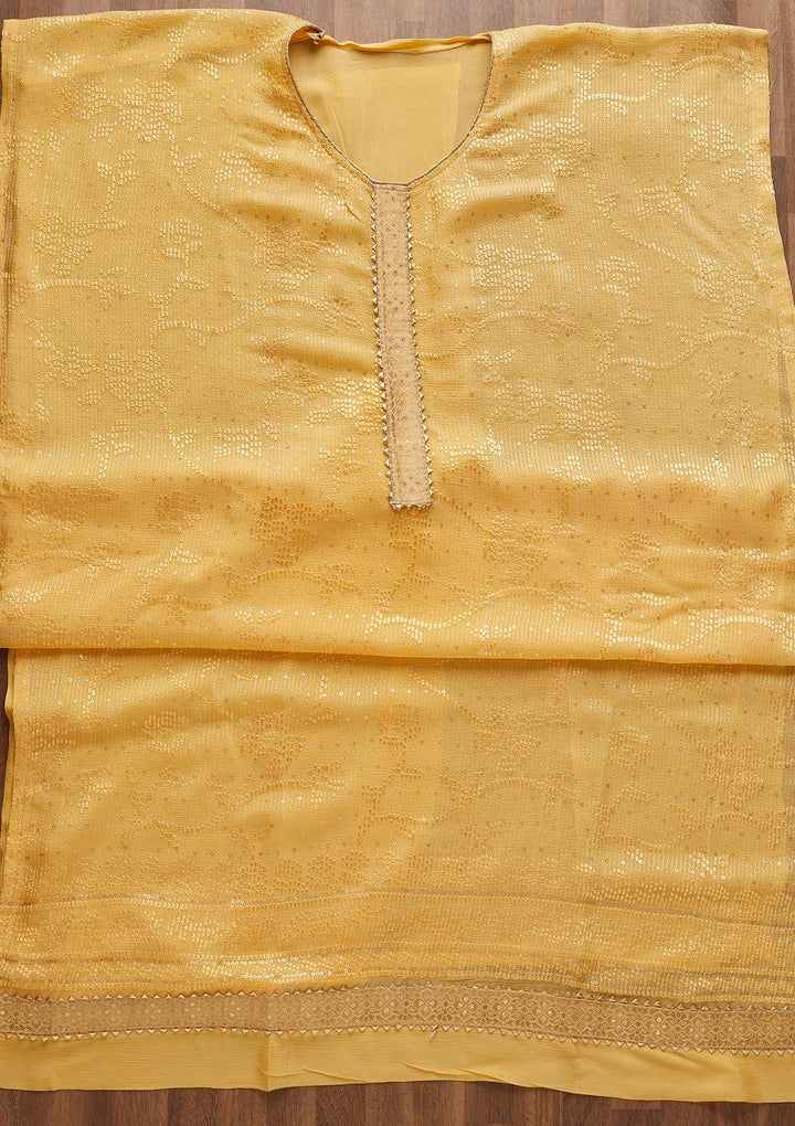 Yellow Sequins Georgette Semi-Stitched Salwar Suit-Koskii
