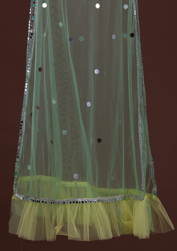 Yellow Sequins Net Readymade Lehenga-Koskii