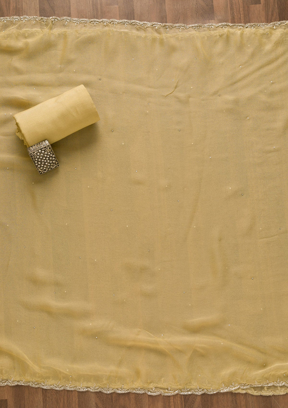 Yellow Sequins Organza Unstitched Salwar Kameez-Koskii
