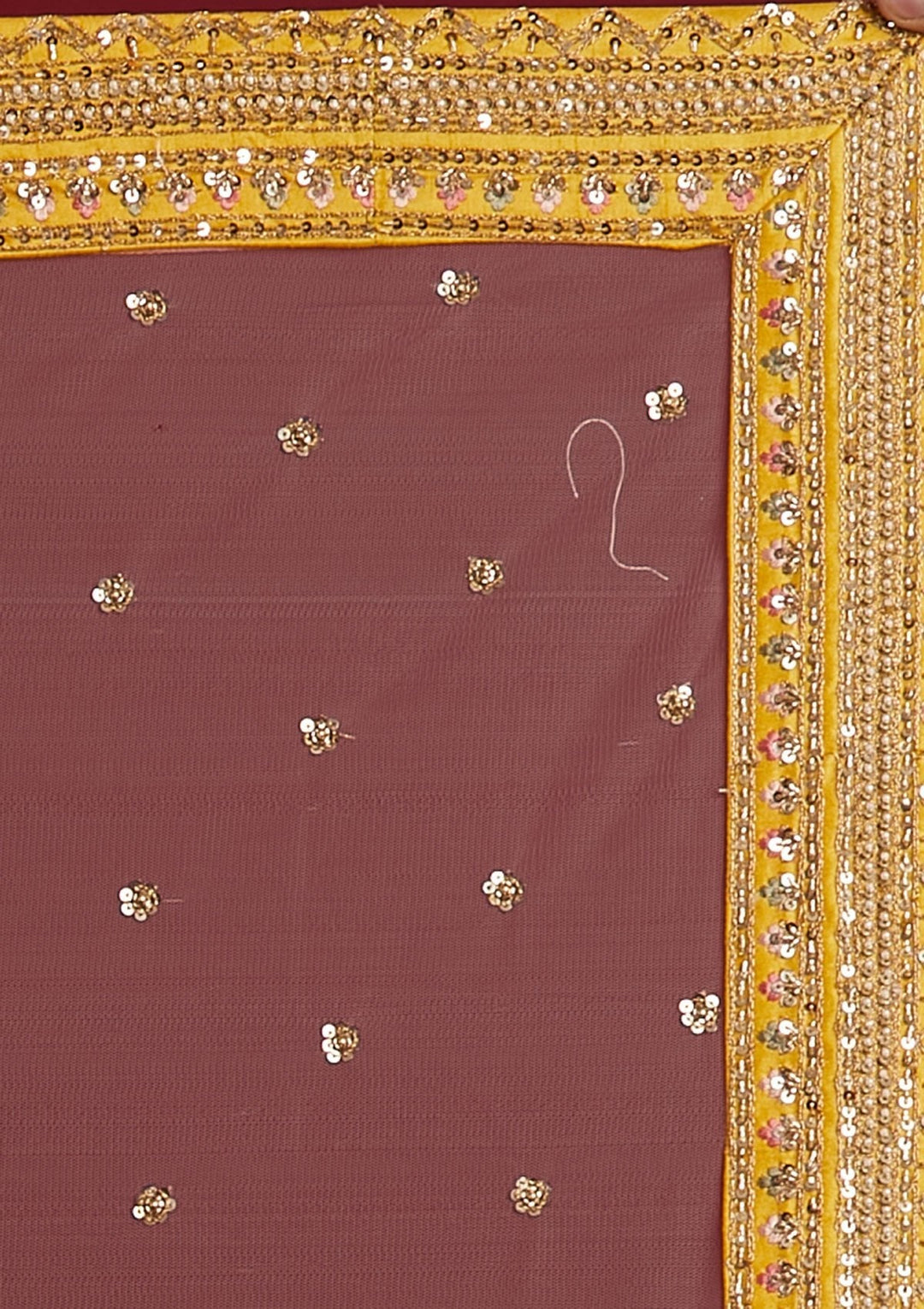 Yellow Sequins Raw Silk Designer Lehenga - koskii