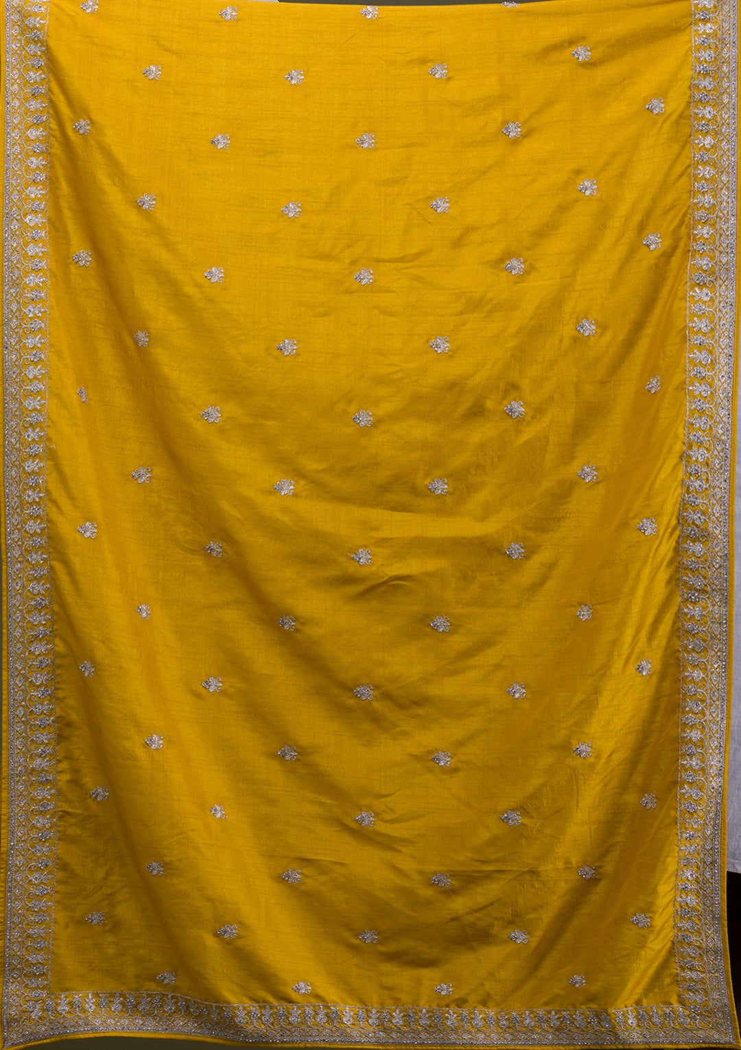 Yellow Zariwork Art Silk Readymade Lehenga-Koskii