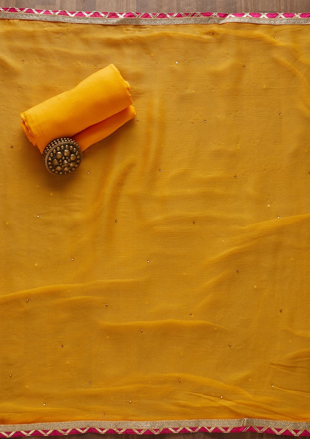 Yellow Stonework Art Silk Designer Unstitched Salwar Suit - Koskii