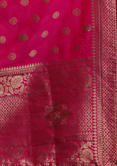 Yellow Stonework Banarasi Designer Semi-Stitched Lehenga - koskii