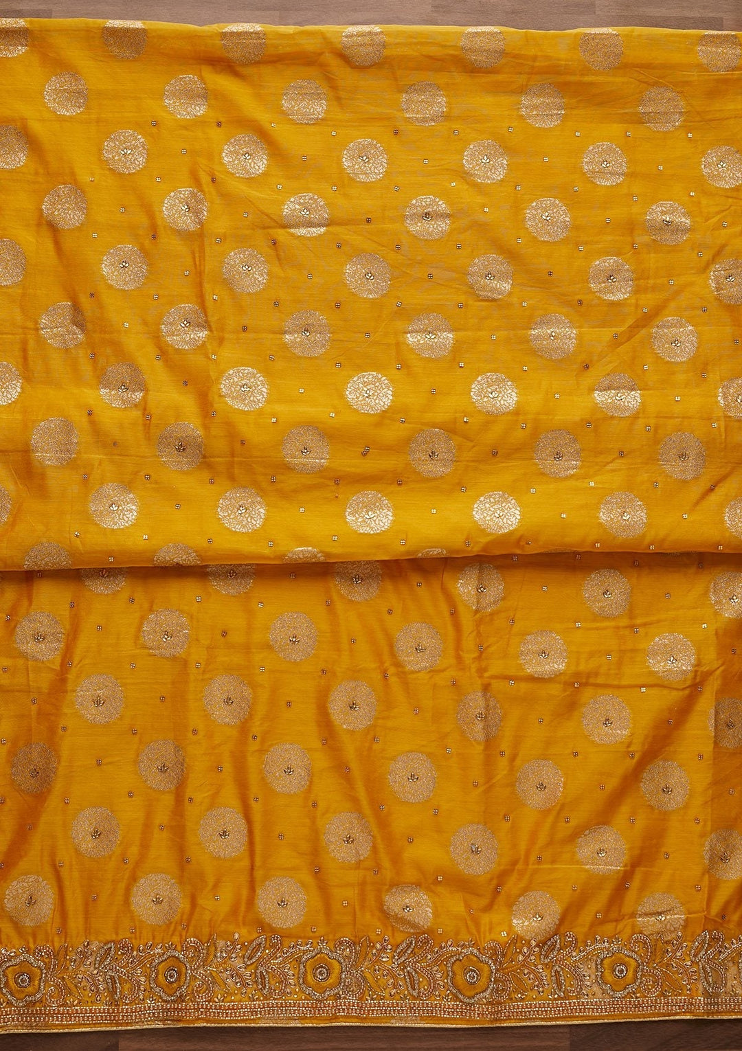 Yellow Stonework Georgette Designer Unstitched Salwar Suit - Koskii