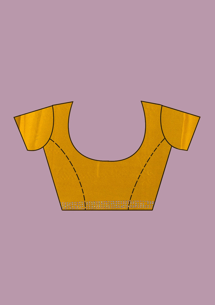 Yellow Swarovski Georgette Saree-Koskii