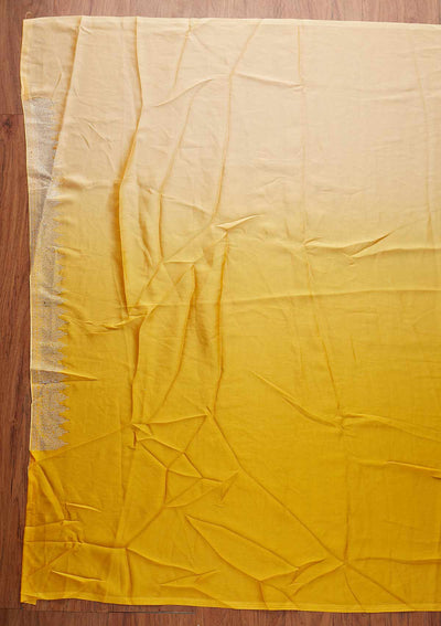 Yellow Swarovski Semi Crepe Designer Saree - koskii