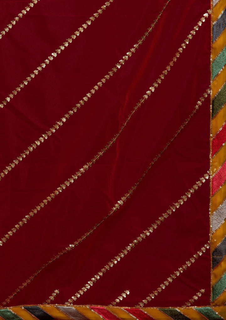 Yellow Threadwork Georgette Designer Lehenga - koskii