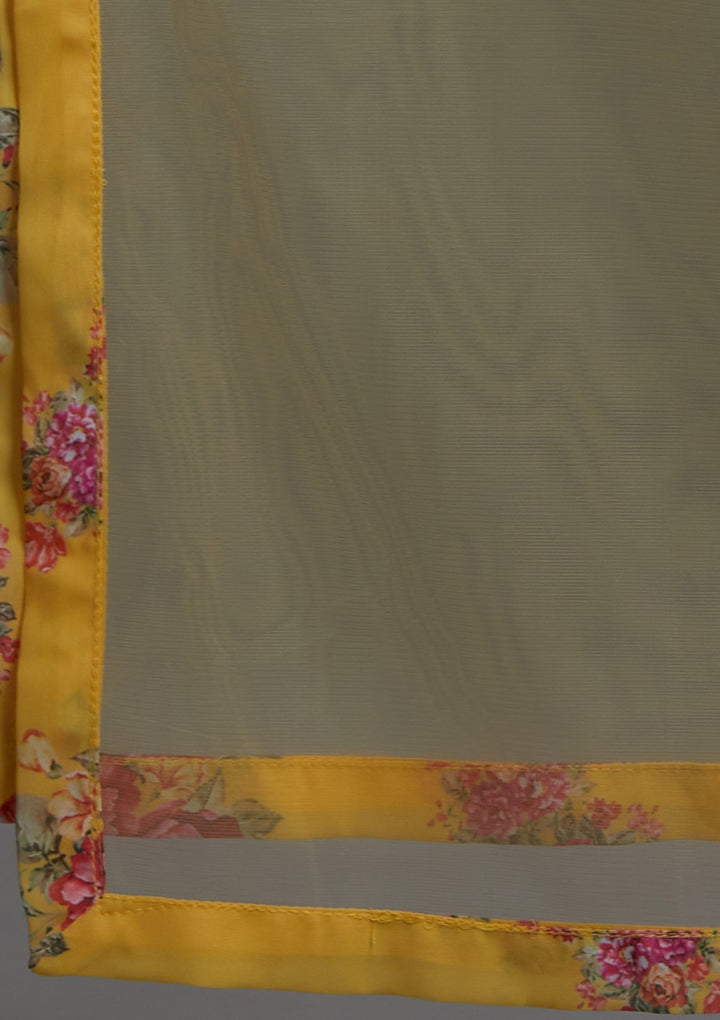 Yellow Threadwork Georgette Designer Lehenga-Koskii