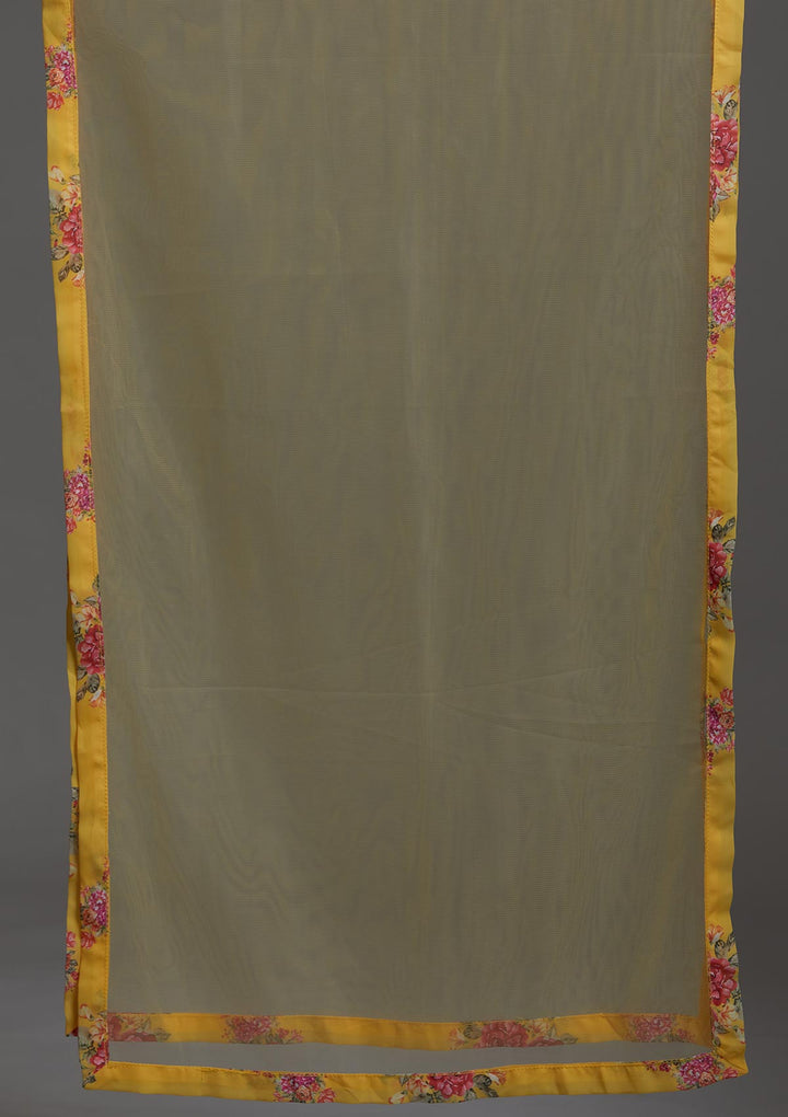 Yellow Threadwork Georgette Designer Lehenga-Koskii