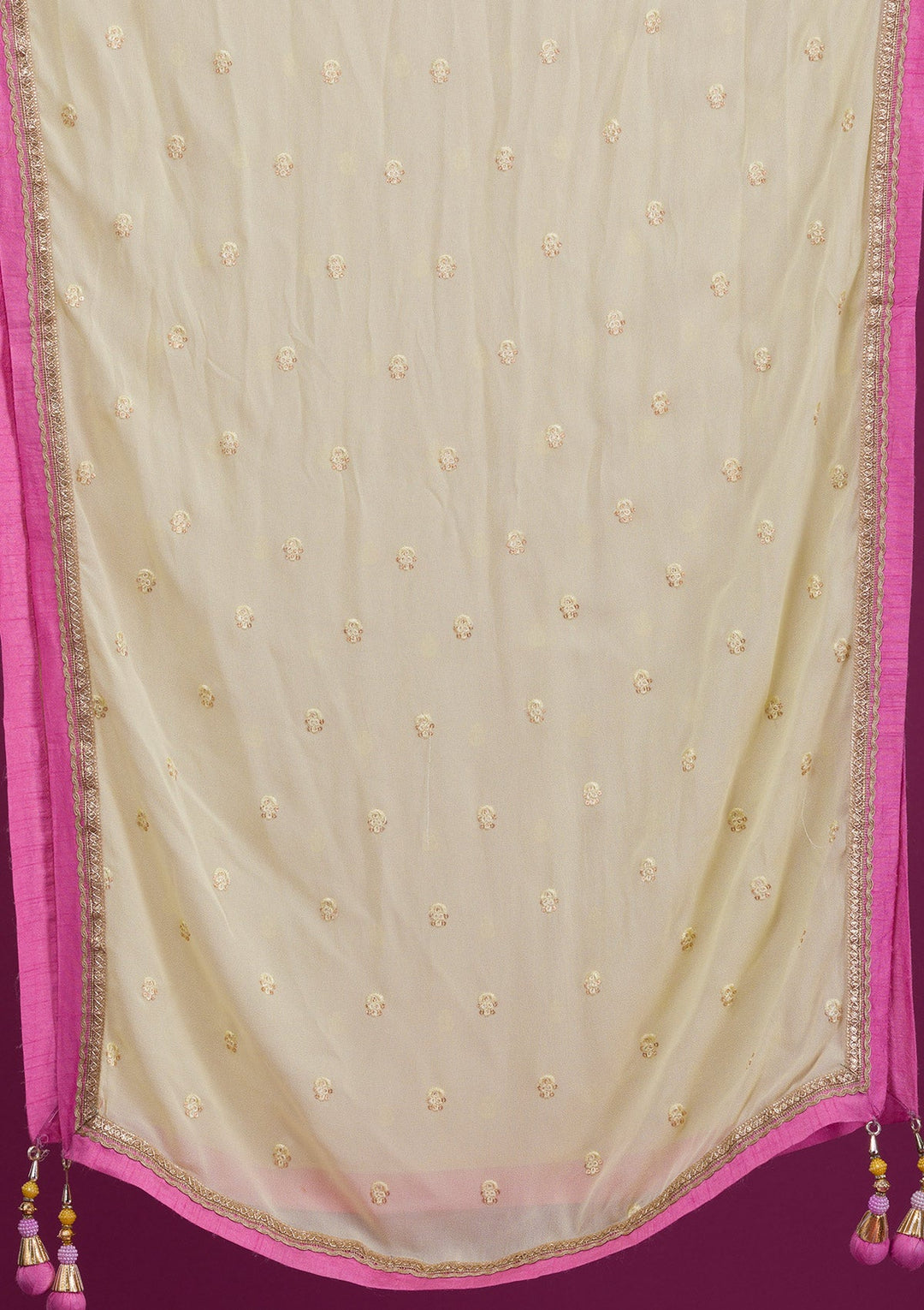 Peach Threadwork Georgette Readymade Lehenga-Koskii