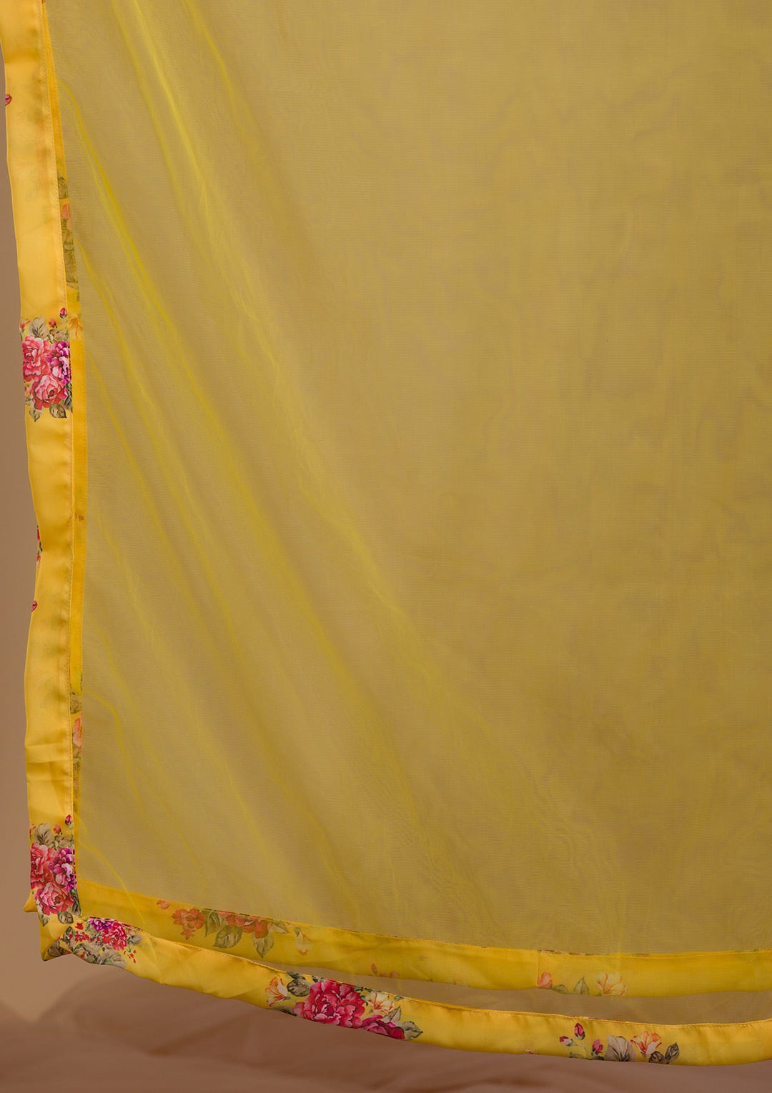 Yellow Threadwork Georgette Readymade Lehenga-Koskii