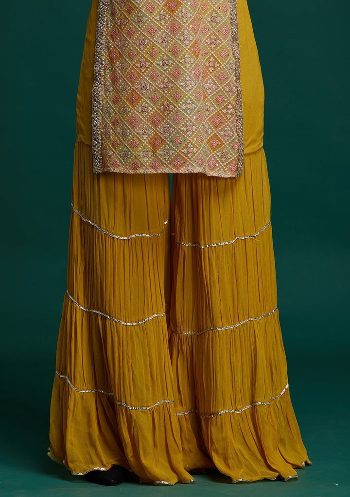 Yellow Threadwork Georgette Designer Salwar Suit - Koskii