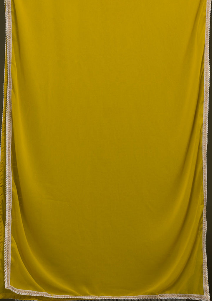 Yellow Threadwork Georgette Readymade Salwar Kameez-Koskii