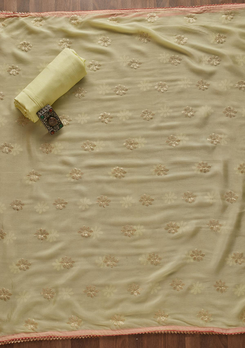 Yellow Zardosi Georgette Designer Semi-Stitched Salwar Suit - Koskii