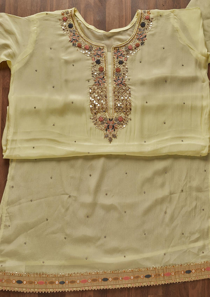 Yellow Zardosi Georgette Designer Semi-Stitched Salwar Suit - Koskii