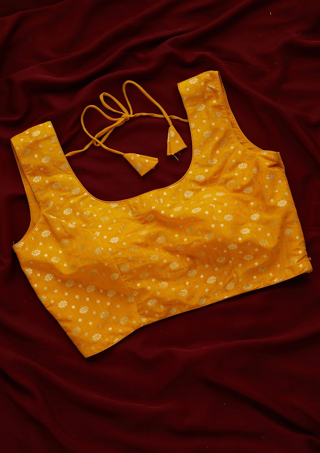 Yellow Zariwork Art Silk Designer Readymade Blouse - Koskii