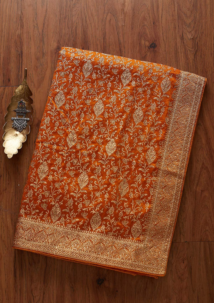 Yellow Zariwork Art Silk Designer Saree - koskii