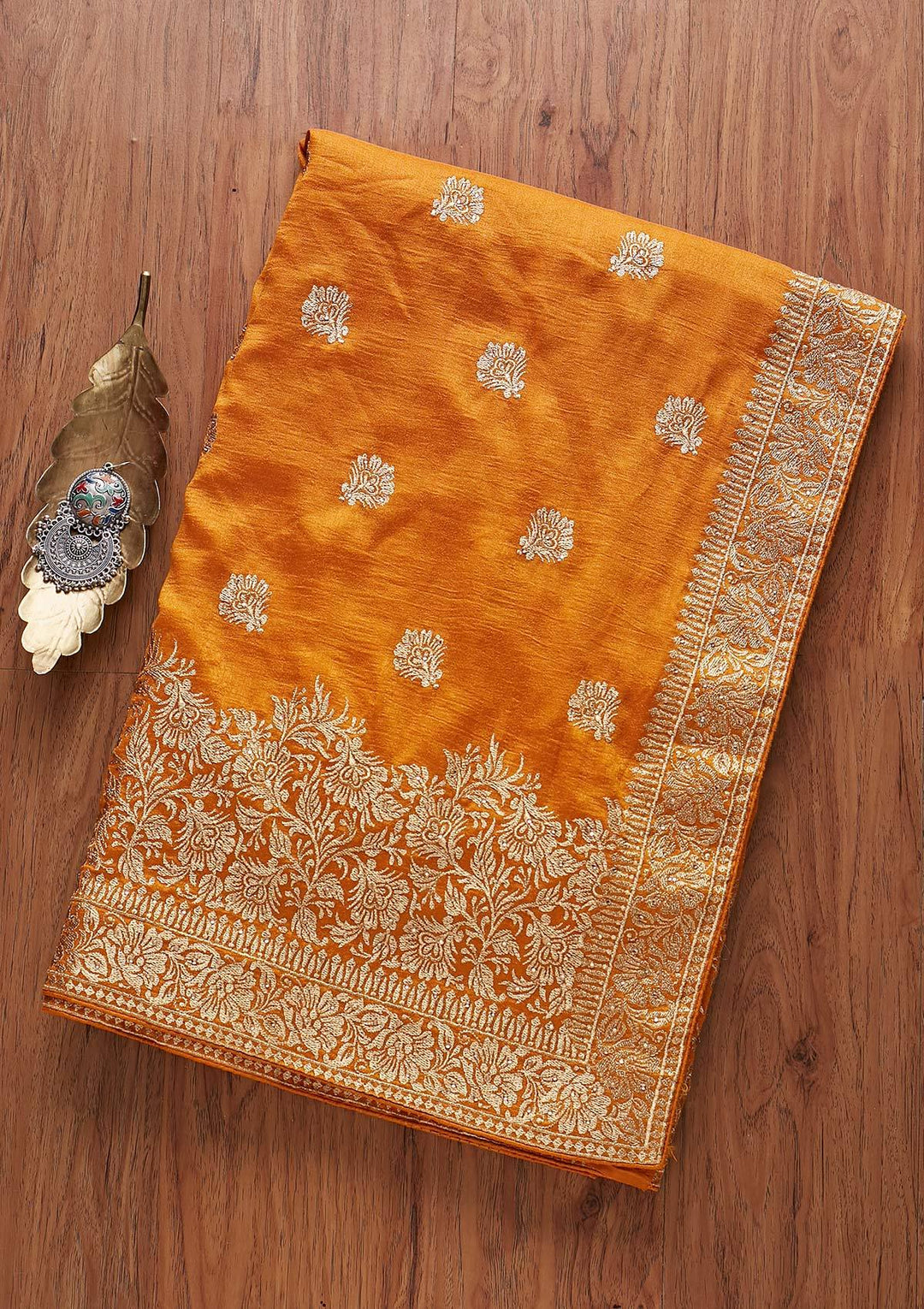 Yellow Zariwork Art Silk Designer Saree - koskii