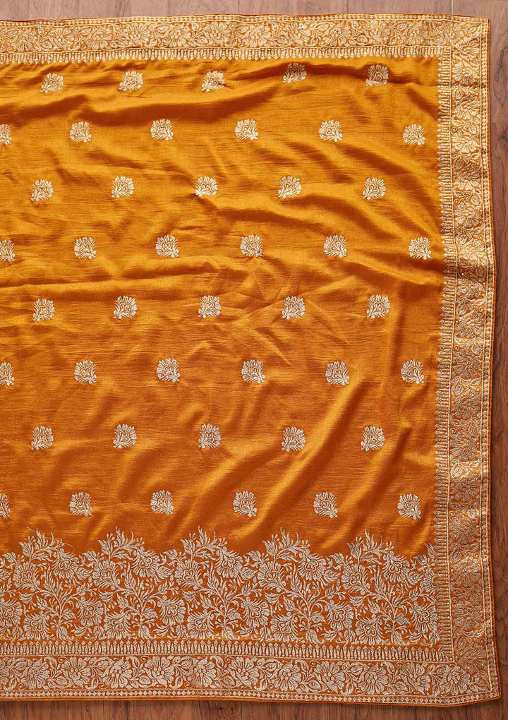 Yellow Zariwork Art Silk Designer Saree - koskii