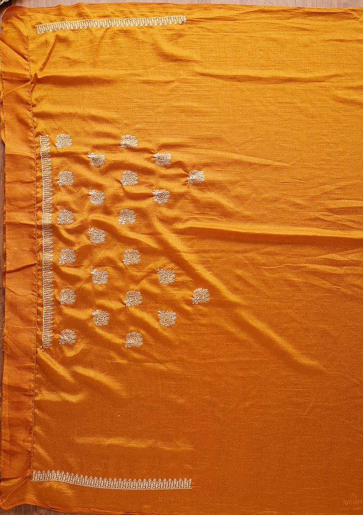 Yellow Zariwork Art Silk Designer Saree - koskii