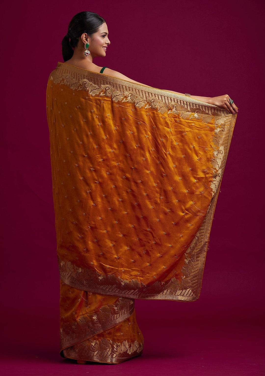 Yellow Zariwork Art Silk Designer Saree - koskii