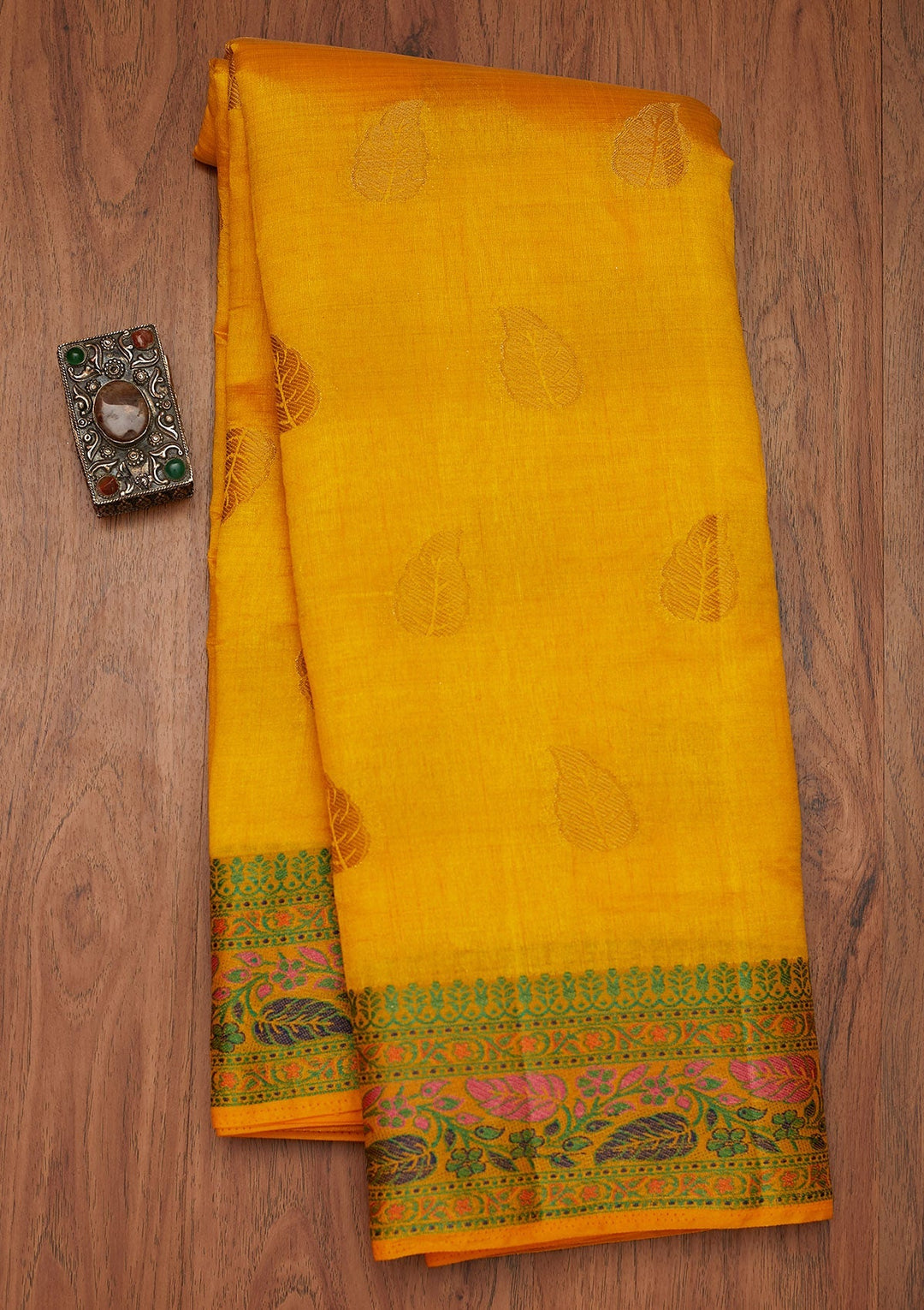 Yellow Zariwork Art Silk Designer Saree - Koskii