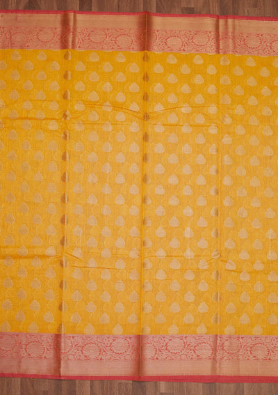 Yellow Zariwork Art Silk Saree - Koskii
