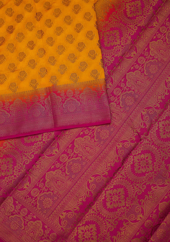 Yellow Zariwork Art Silk Saree-Koskii