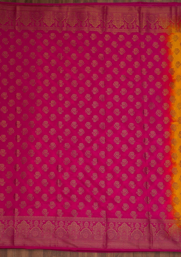 Yellow Zariwork Art Silk Saree-Koskii