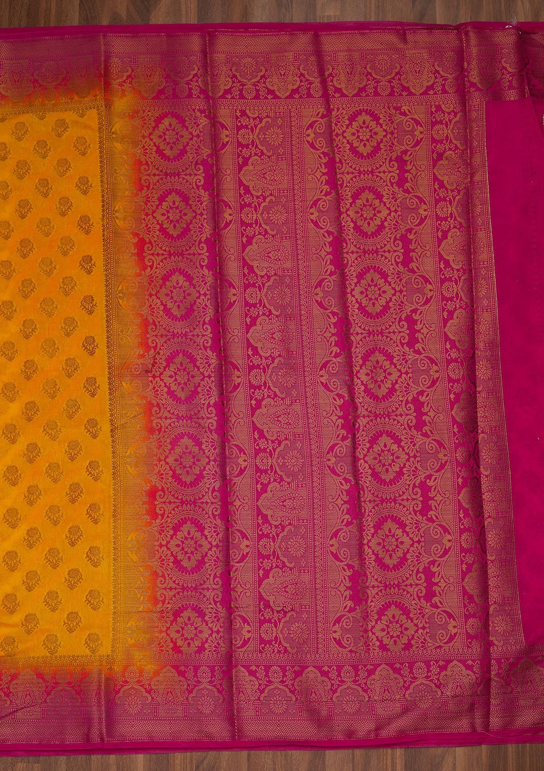 Yellow Zariwork Art Silk Saree-Koskii
