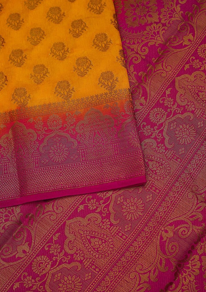 Yellow Zariwork Art Silk Saree-Koskii