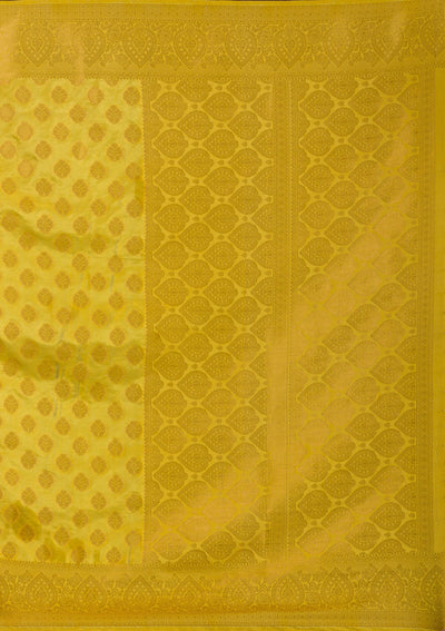 Yellow Zariwork Art Silk Unstitched Saree-Koskii